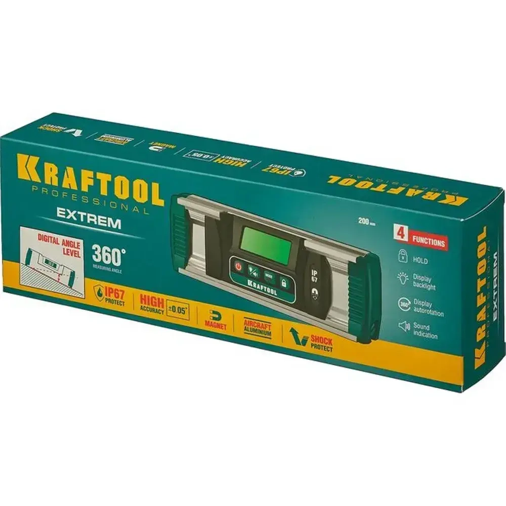 Электронный уровень-уклономер KRAFTOOL Extrem, 0-360 34686