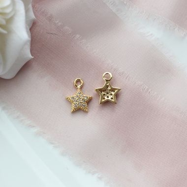 ПОДАРОК!!! Подвеска Звезда с фианитами 10*12 мм, позолота П486