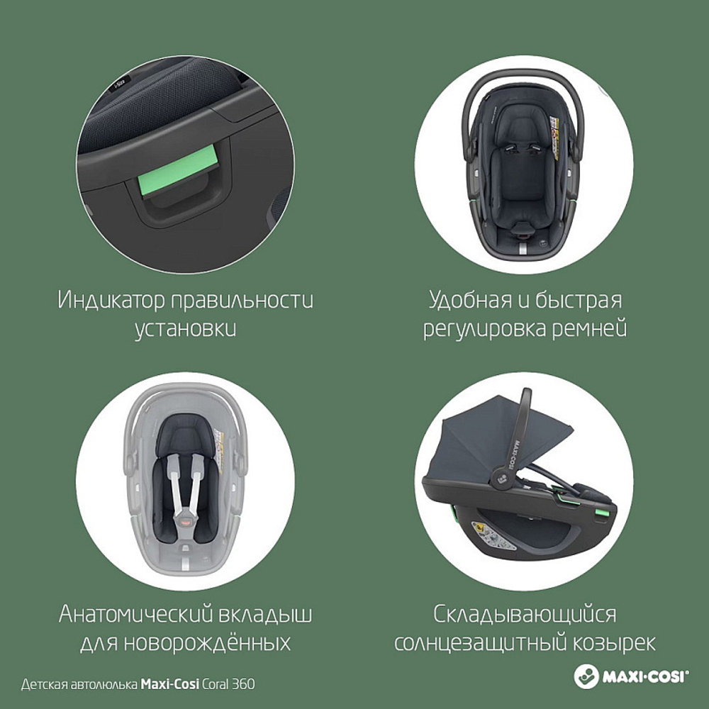 Автокресло Maxi-Cosi Coral 360 с базой Family Fix 360 8559672111 Essential Black/черный 2023
