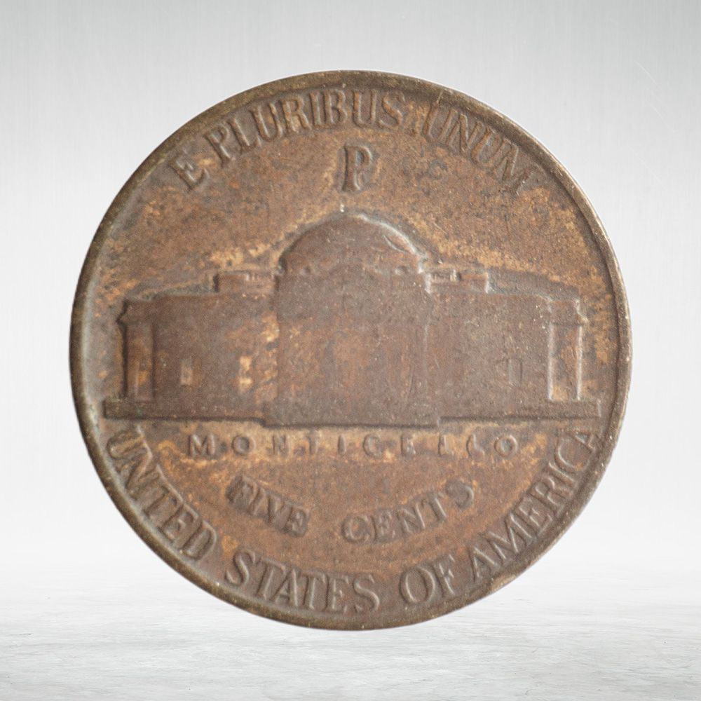 USA, 5 Cents, 1943 - Jefferson Wartime Nickel (First Portrait) (P), VG