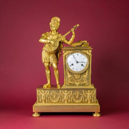 Винтаж: Кабинетные часы стиле Ампир «Юноша с лютней»