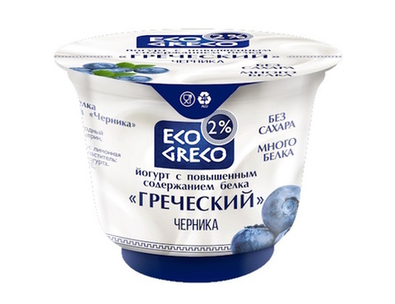 Йогурт Греческий "ECO GRECO" Черника 2% 230г. Бабушкина крынка