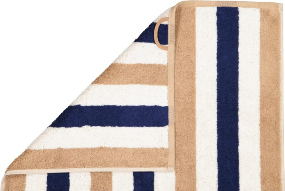 Полотенце 70х140 Cawo 6213 бежевое/синее