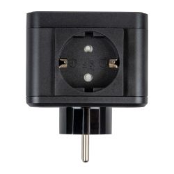 S-GES2-16SBUC BLACK Разветвитель сетевой с выключателем. с-з. 2 гнезда. 2USB+1TYPE C. 16А. 3500Вт. Черный. ТМ Uniel