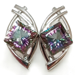 Ювелирные серьги из серебра,вставка мистический кварц