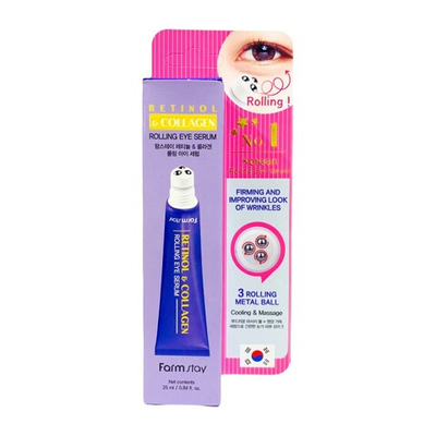 Farm Stay Retinol & Collagen Rolling Eye Serum, 25ml Сыворотка-роллер для кожи вокруг глаз с ретинолом и коллагеном