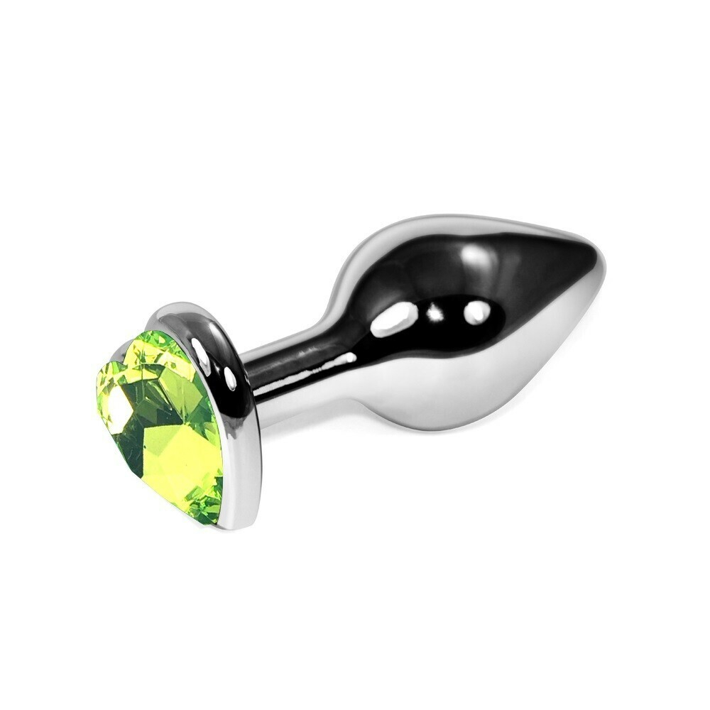 Анальная втулка с кристаллом сердце Small зеленый 7 см