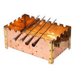 Мангал настольный для подачи 26*17*12 см   с медным покрытием + 4 шампура P.L.