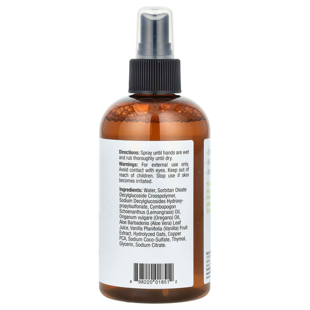 Mild By Nature, On The Go, очищающее средство для рук с лемонграссом, без спирта, с тимолом и алоэ, 240 мл (8 жидк. унций)