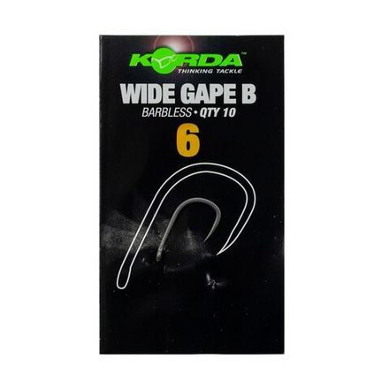 KORDA Крючок Wide Gape Barbless №6 без бородки 10шт
