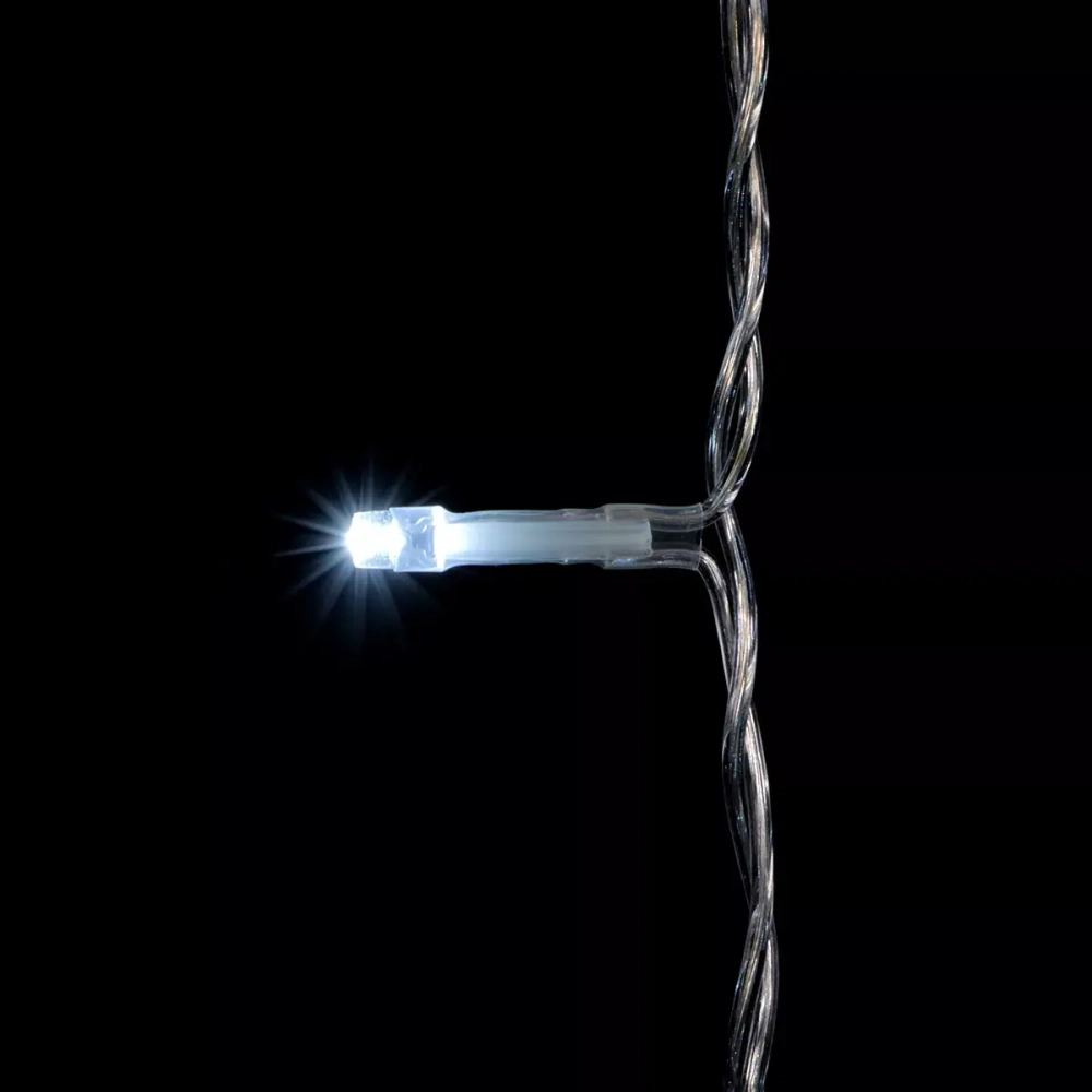 Светодиодный занавес 2*2 м., 400 белых LED ламп, облегченный, прозрачный провод ПВХ, LTC (PCL400NOT-10-2W)