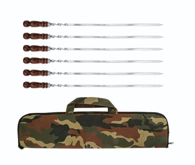 Набор шампуров "Шар малый" в колчане, 6шт 580 (400)*10*2,5мм с деревянной лакированной ручкой