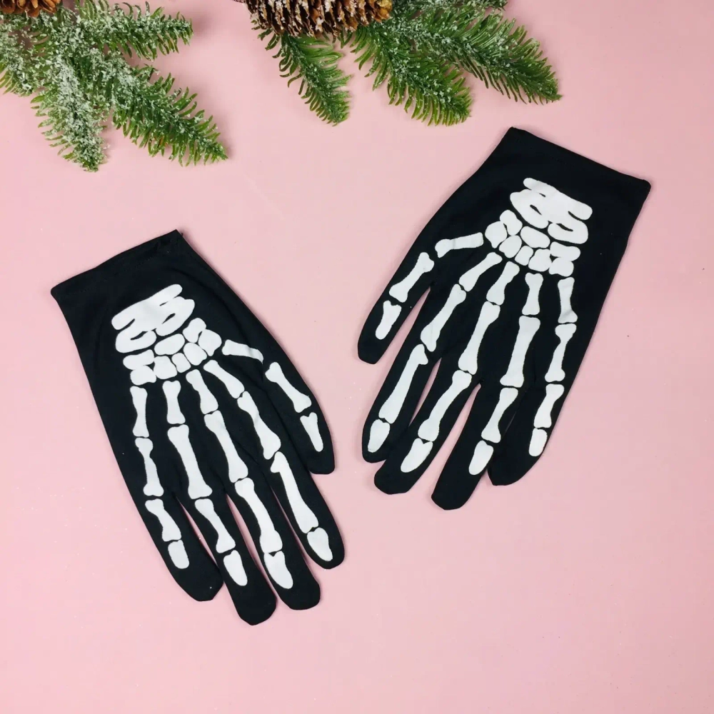 Перчатки карнавальные «Скелет», черный