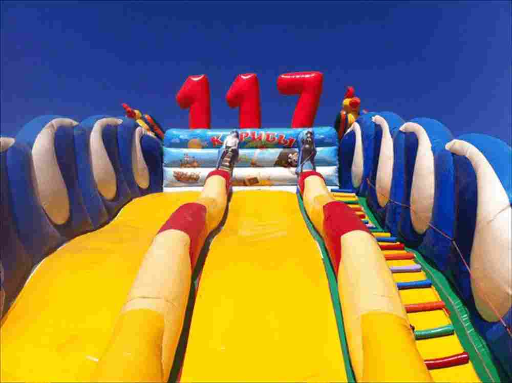 Надувная водная горка с бассейном «Карибы», 21*7*10 м