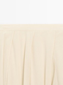 Massimo Dutti Струящаяся юбка миди с оборками, кремовый