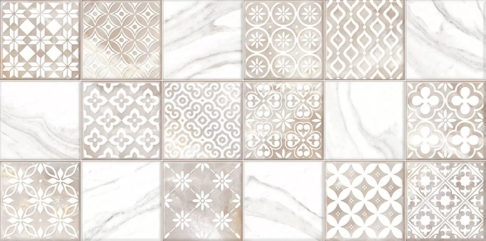 Настенная плитка Alma Ceramica TWU2550FRC14 Fresco 24.9x50 микс глянцевая / рельефная под мрамор / под мозаику / с орнаментом