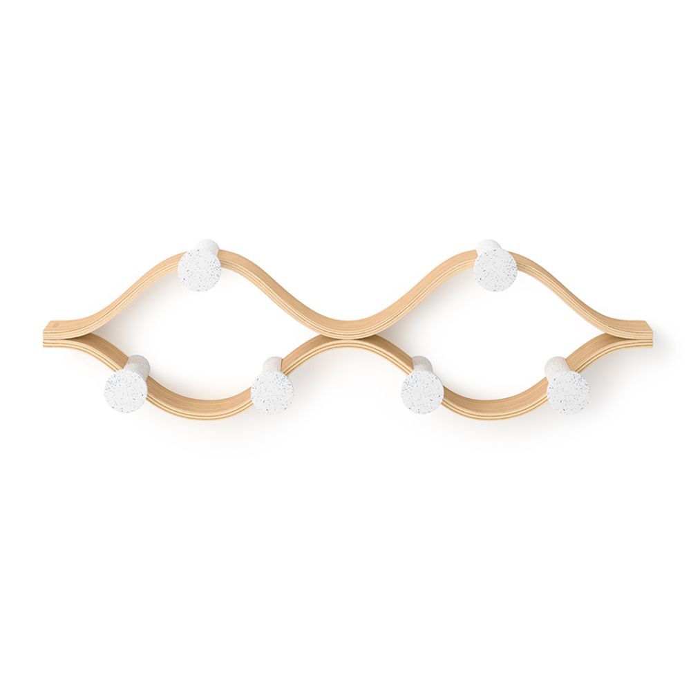 Вешалка настенная Montage, 6 крючков, натуральное дерево/белая