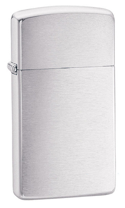 Зажигалка Zippo Slim Brushed Chrome, латунь/сталь, серебристая, матовая, 29х10x60 мм