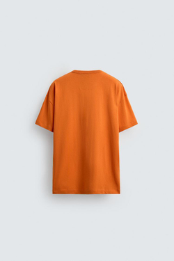 ZARA Х HARRY LAMBERT ФУТБОЛКА С ТЕКСТОВЫМ ПРИНТОМ, ОРАНЖЕВЫЙ