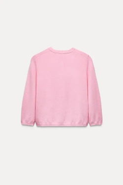 ZARA ОДНОТОННЫЙ КАРДИГАН С РУКАВАМИ 3/4, ЦВЕТ РОЗОВОГО МЕЛА