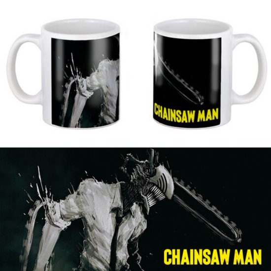 Кружка керамическая Человек-Бензопила на черном фоне Chainsaw Man , 330 мл