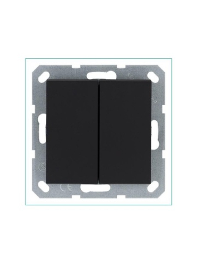 Переключатель проходной 2-кл. 10А IP20 механизм черн. матов. soft touch Jasmart G3022PB