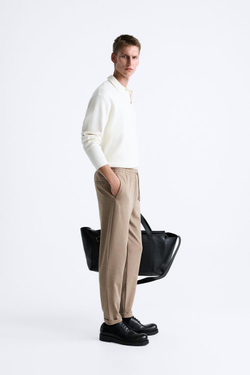 ZARA БРЮКИ EASY CARE С ПОЯСОМ НА ШНУРКЕ, РЫЖЕВАТО-КОРИЧНЕВЫЙ