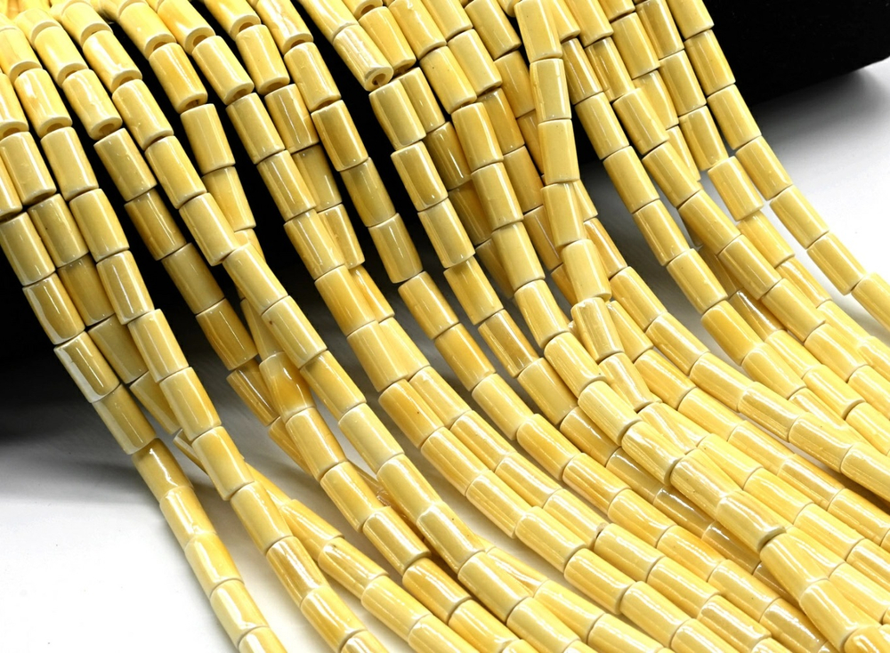 49600-ж Бусина керамическая трубочка 11*6мм, светло-желтый, шт