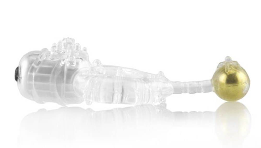 Виброкольцо с золотым шариком Bong O (Цвет: прозрачный)