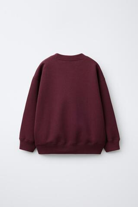 ZARA ТОЛСТОВКА С ВЫШИТОЙ НАДПИСЬЮ, БУРГУНДИ