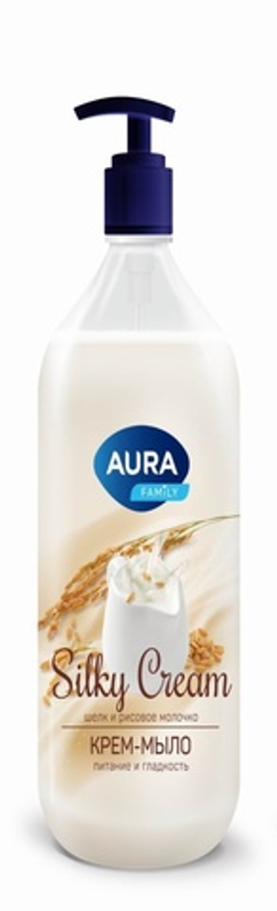 AURA мыло жид.1000мл Шелк и рисовое молочко флакон