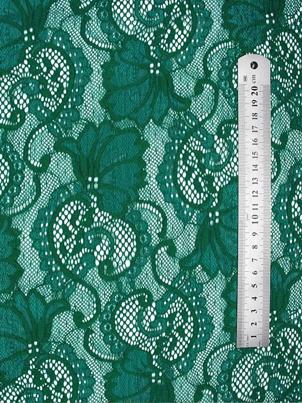 Гипюр-стрейч с фестоном, 180 гр/м2, 150 см, п/э-95%, эл-5%, изумрудный