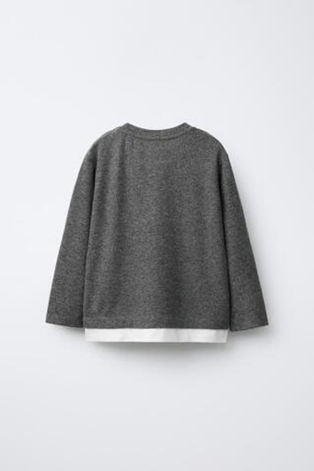 ZARA СВИТЕР С МЯГКИМ КОНТРАСТНЫМ НИЗОМ, АНТРАЦИТОВО-СЕРЫЙ
