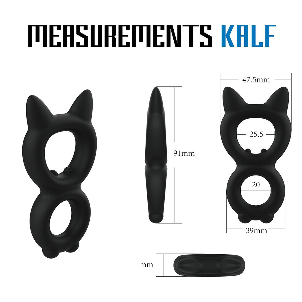 Черное двойное эрекционное кольцо Rooster Kalf (Цвет: черный)