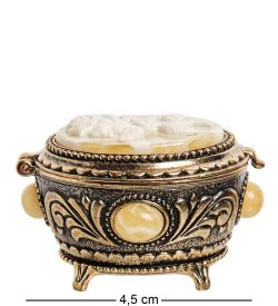 Народные промыслы AM-3266/1 Шкатулка «Винтаж Роза» (латунь, янтарь)