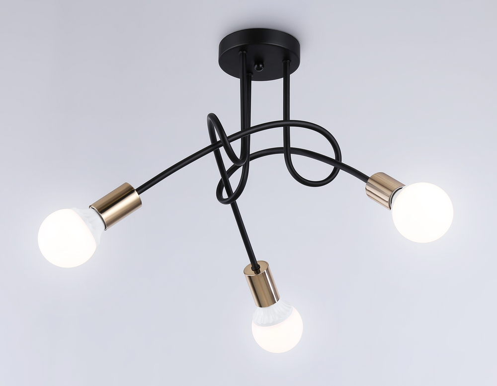 Потолочный светильник в стиле лофт TR80415/3 BK/GD черный/золото E27/3 max 60W D670*370