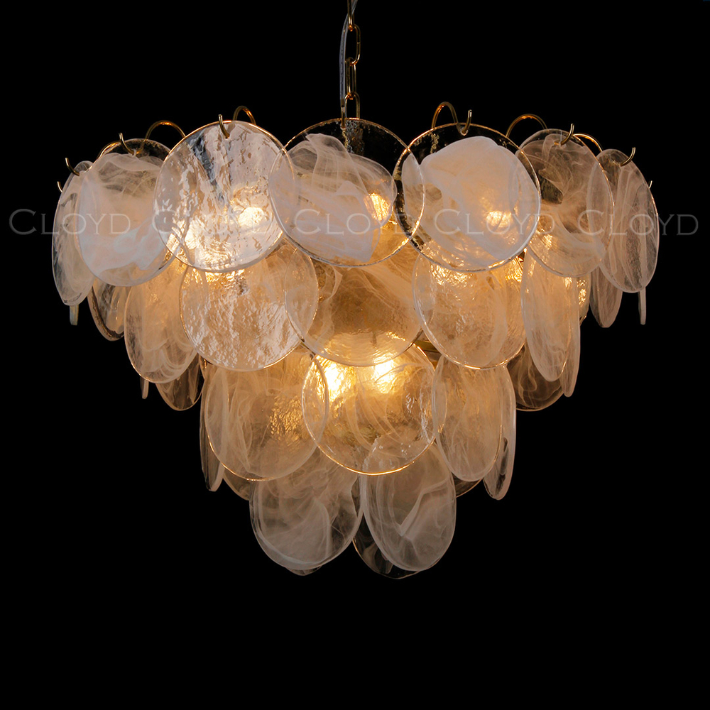 Люстра Cloyd LINZE-B C13 / Ø60 см - латунь - белое стекло (арт.11674)