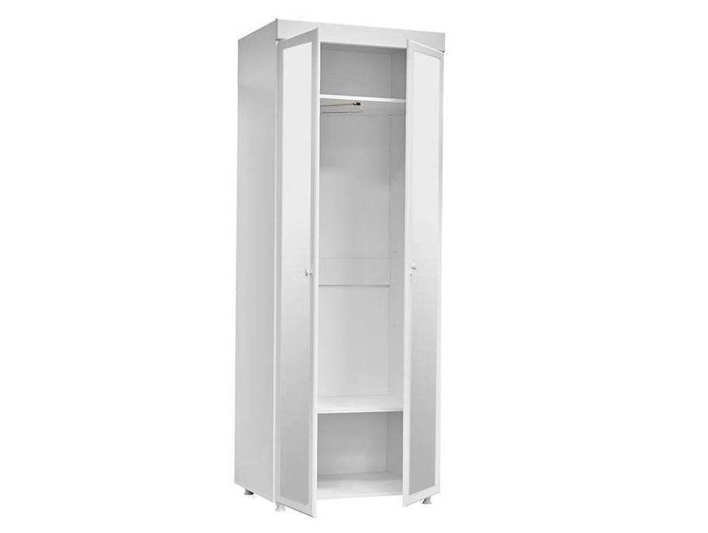 Шкаф 2-х дверный с зеркалами (гл.410) Монако МН-43 белое дерево