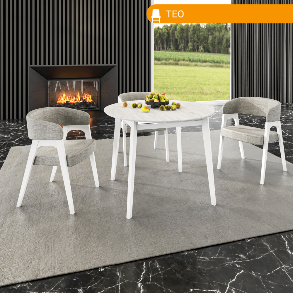 Стол обеденный TEO, цвет дуб крафт белый/белый