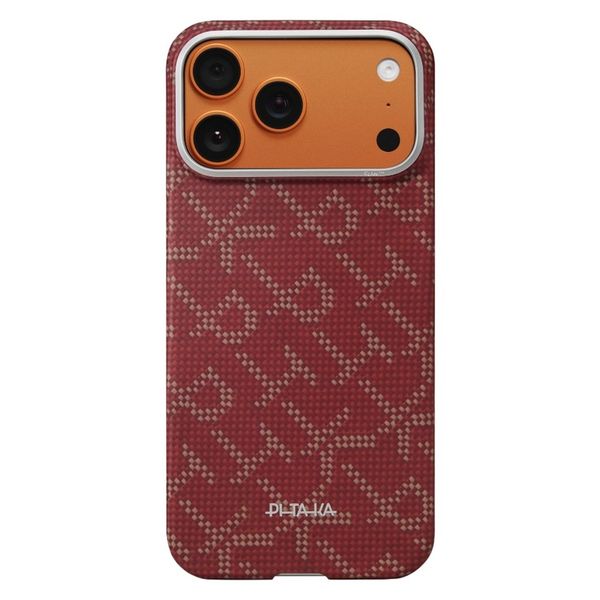 Чехол Pitaka Edge Case для iPhone 17 Pro, Красный монограм | Monogram Gold/Red