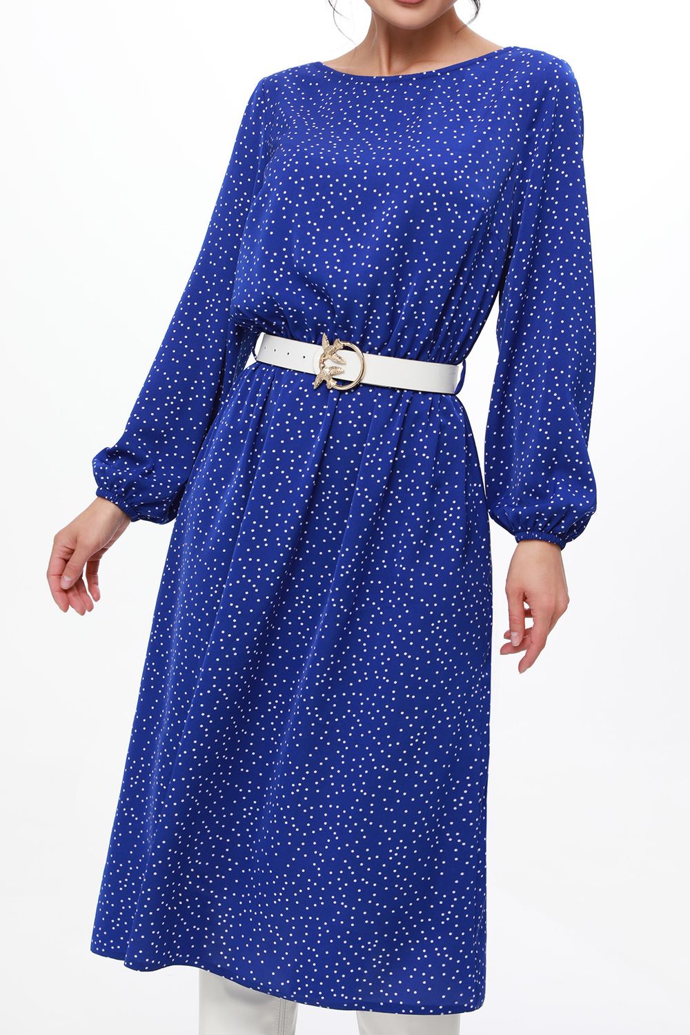 Платье ярко-синее в мелкий горошек DStrend (Акция)