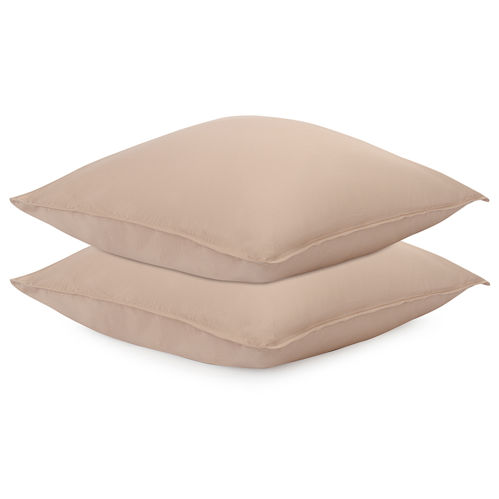 Набор из двух наволочек из сатина светло-коричневого цвета из коллекции essential, 70х70 см