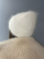 шапка бини осенняя -зимняя из ангоры вязаная