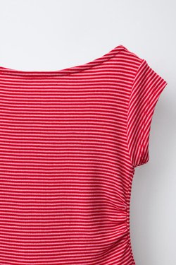 ZARA ДЛИННЫЙ КОМБИНЕЗОН В ПОЛОСКУ, КРАСНЫЙ