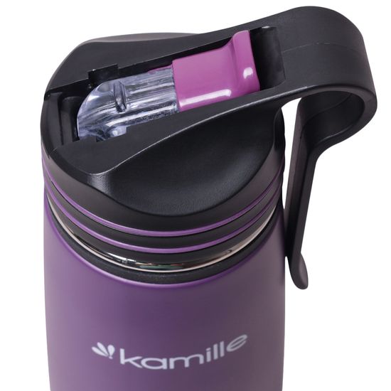 Термос-Бутылка спортивная 500 мл. Kamille KM-2058 из нержавеющей стали с трубочкой и клипсой