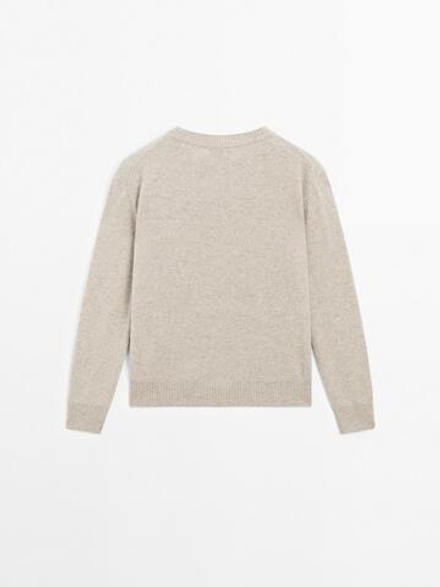 Massimo Dutti Свитер из 100% кашемира с круглым вырезом, норка