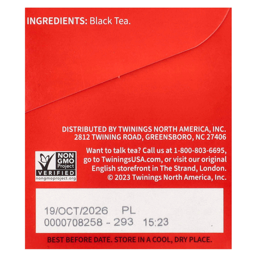 Twinings, чистый черный чай, английский завтрак, экстракрепкий, 20 чайных пакетиков, 50 г (1,76 унции)