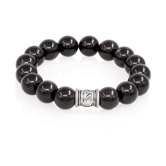 Браслет Денежный импульс из природного мориона с руной Феху из серебра 925, вид 1