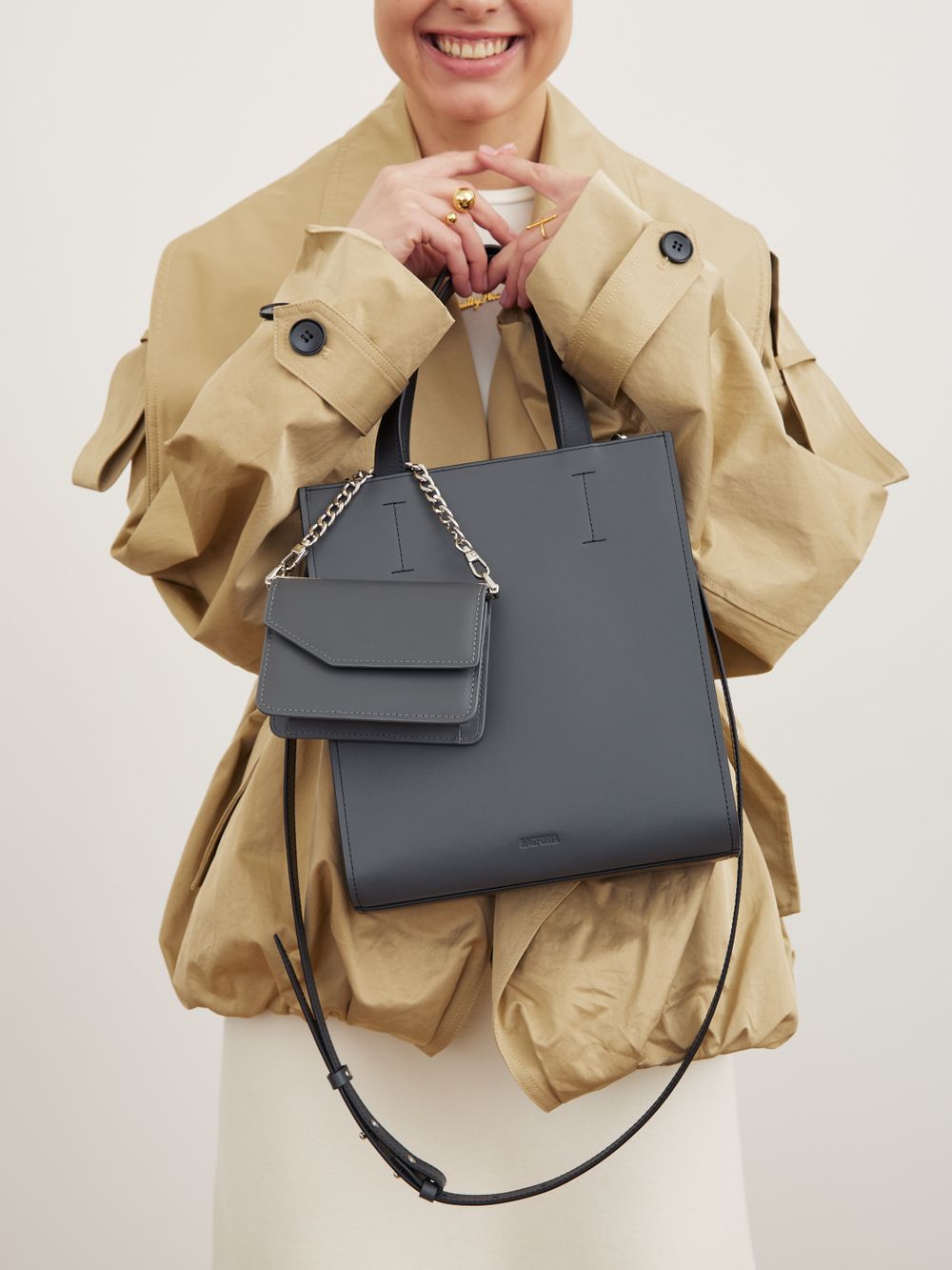 ШОППЕР МАЛЕНЬКИЙ ЧЕРНЫЙ|ГРАФИТ|Т.КОРИЧНЕВЫЙ