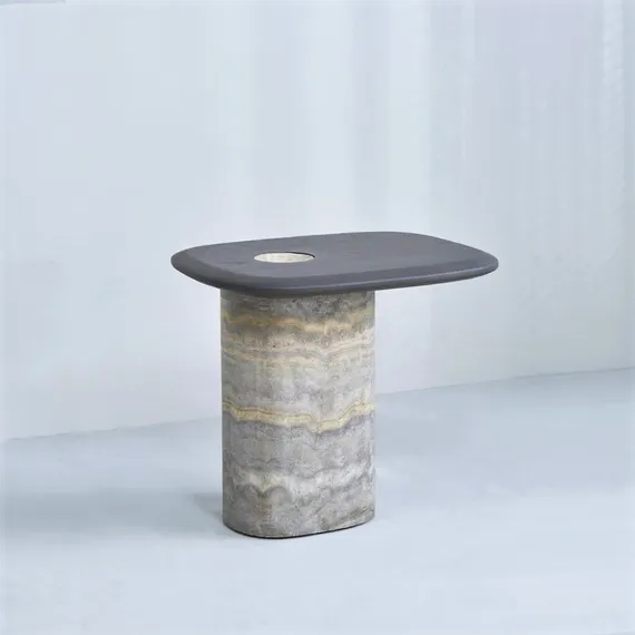 Стол кофейный 4893, 51х40х43 см, травертин, дерево